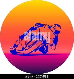 Racer ride sportbike eps 10 vettore icona isolato Illustrazione Vettoriale