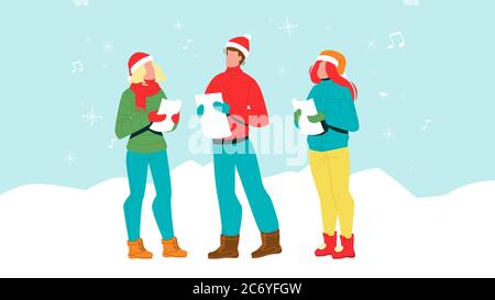 Canto umano Natale celebrativo Carol Vector Illustrazione Illustrazione Vettoriale