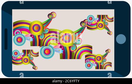 colori rainbow astratti sullo schermo mobile con effetti Illustrazione Vettoriale