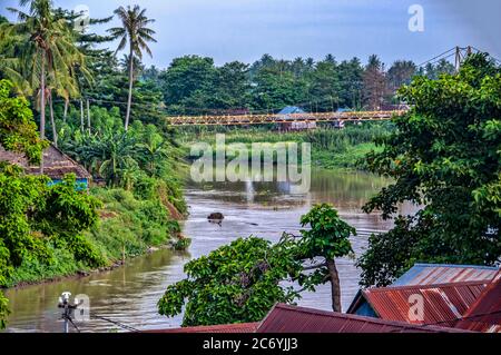 Danau Tempe, Lago Tempe da Sengkang, Sulawesi, una delle quattro grandi Isole Sunda, Indonesia Foto Stock
