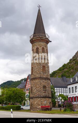 Der Fährturm von Hatzenport an der Mosel, Rheinland-Pfalz, Deutschland Foto Stock