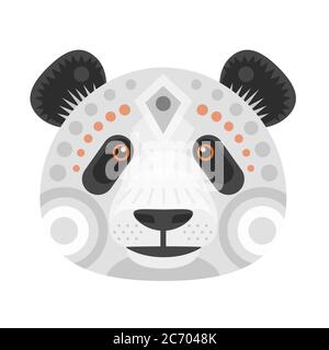 Logo della testa di panda. Emblema decorativo vettoriale isolato Illustrazione Vettoriale