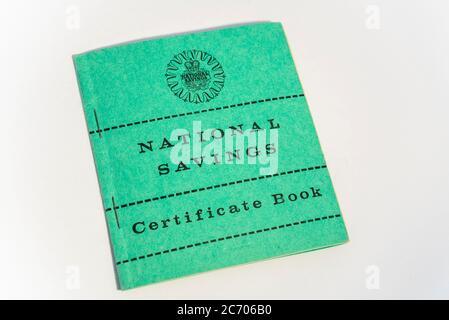 Registro dei certificati di risparmio nazionali. piano di risparmio dell'era degli anni '60. Ora National Savings and Investments (NS&i), banca d'investimento personale di proprietà dello stato Foto Stock