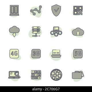 Set di icone del provider di hosting Illustrazione Vettoriale