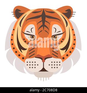 Logo Tiger Head. Emblema decorativo vettoriale isolato Illustrazione Vettoriale