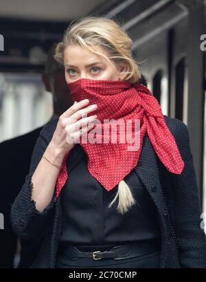 pic mostra: Amber sentito ex moglie di Johnny Depp arriva oggi l'High Court a Londra. 13.7.20 immagine di Gavin Rodgers/ Pixel8000 Foto Stock