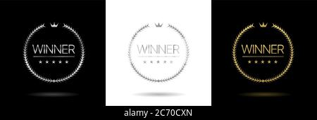 Winner Laurel wreath icone Illustrazione Vettoriale