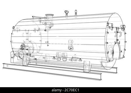 Boiler industriale. Illustrazione 3D Foto Stock