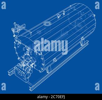 Boiler industriale. Illustrazione 3D Foto Stock