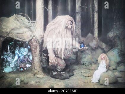 Vintage John Bauer fantasy elves e goblins illustrazione arte Foto Stock