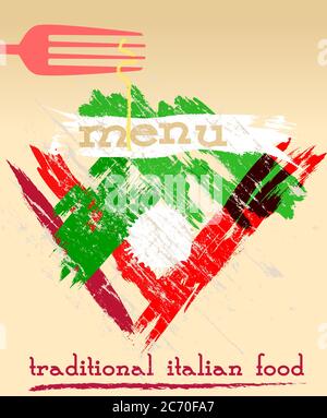Menu design, ristorante italiano, spazio libero per logo Illustrazione Vettoriale