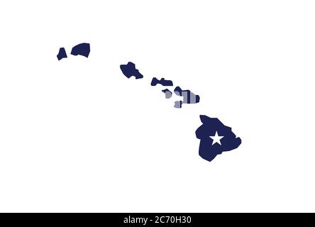 Mappa delle Hawaii - illustrazione vettoriale dell'isola dello stato degli Stati Uniti Illustrazione Vettoriale