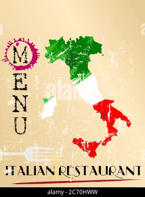 Design del menu per il ristorante italiano, spazio libero per il tuo testo Illustrazione Vettoriale