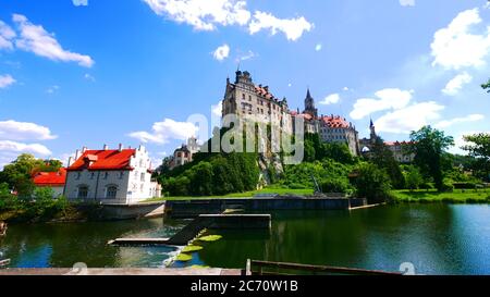 Sigmaringen, Germania: Vista sul castello sopra il Danubio Foto Stock