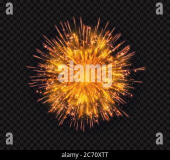 Luminoso flash brillante fuoco saluta isolato su sfondo nero. Illustrazione vettoriale Illustrazione Vettoriale