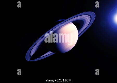 Pianeta Saturno in colori insoliti. Elementi di questa immagine sono stati forniti dalla NASA. Foto Stock