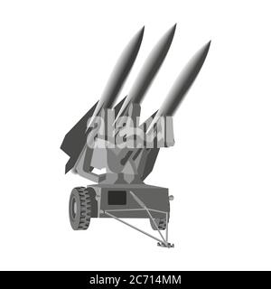 Missile è lanciato dal lanciatore dall'esercito è composto da metallo e vettore esplosivo disegno a colori o illustrazione Illustrazione Vettoriale