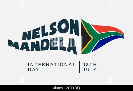 Giornata internazionale di Nelson Mandela, 18 luglio, effetto bandiera, poster, illustrazione vettore Illustrazione Vettoriale