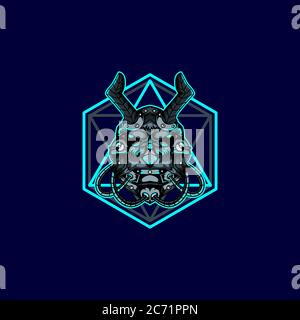 uccello cornuto dalle forme geometriche sacre, adatto per la progettazione di t-shirt, manifesti, custodie per cellulari ecc. Illustrazione Vettoriale