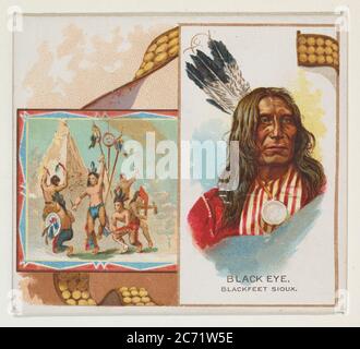 Black Eye, Blackfeet Sioux, della serie americana Indian Chiefs (N36) per Allen &amp; Ginter Cigarettes, 1888. Foto Stock