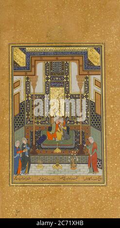 Matrimonio di Khusrau e Shirin, Folio 104 da un Khamsa (Quintetto) di Nizami, datato 931 d.C. 1524-25. Foto Stock