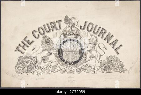 Disegno della pagina del titolo per "la Gazzetta ufficiale della Corte", 1830-62. Foto Stock
