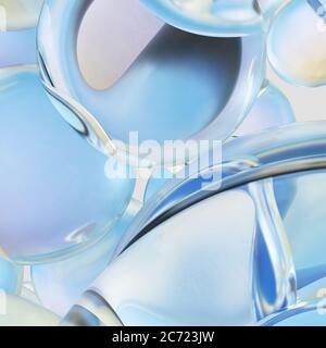 Gocce d'acqua che si levitano. Sfondo di belle gocce d'acqua. Rendering 3D Foto Stock