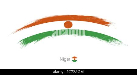 Bandiera di Niger in colpo di pennello grunge arrotondato. Illustrazione vettoriale. Illustrazione Vettoriale