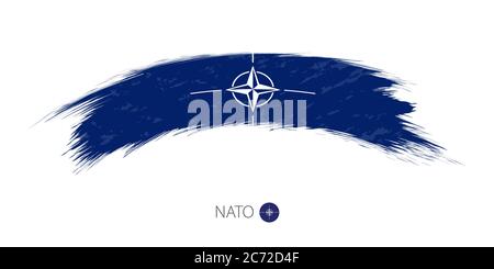 Bandiera della NATO con un colpo di pennello arrotondato. Illustrazione vettoriale. Illustrazione Vettoriale