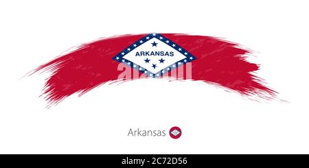 Bandiera dello stato dell'Arkansas con un colpo di pennello arrotondato. Illustrazione vettoriale. Illustrazione Vettoriale