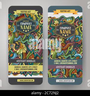 Cartoon carino vettore doodles ricci, vortici striscioni Illustrazione Vettoriale