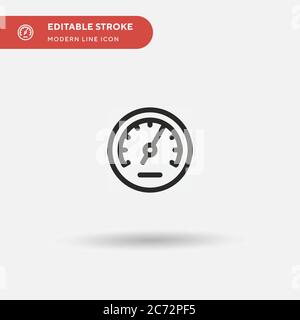 Icona vettore semplice tachimetro. Modello di disegno simbolo illustrazione per elemento UI mobile Web. Pittogramma moderno a colori perfetto su tratto modificabile. Icone del tachimetro per il tuo progetto aziendale Illustrazione Vettoriale
