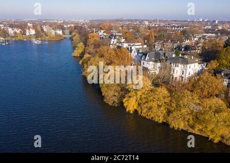 vista aerea del lago alster in autunno Foto Stock