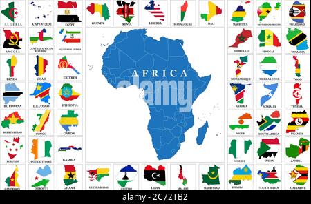 Serie estremamente dettagliata di mappe vettoriali di tutti i paesi africani. Illustrazione Vettoriale
