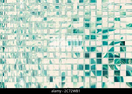 Astratto sfondo verde e bianco di forme quadrate Foto Stock