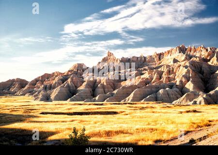 Formazioni di Sharps , Rockyford Ash e Brule trovate nella pietra arenaria del Badlands National Park nel South Dakota, USA. Foto Stock