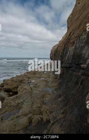 Storica Stagecoach Road a Hug Point sulla costa dell'Oregon. Foto Stock