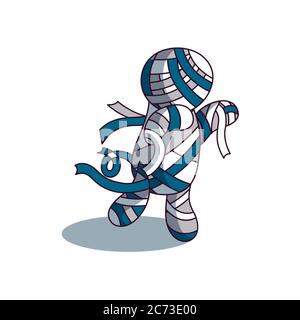Spooky Halloween mummy con bande ondeggianti. Illustrazione vettoriale per la festa di Halloween. Illustrazione Vettoriale