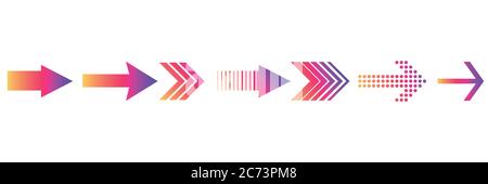 Impostare frecce piatte colorate isolate su uno sfondo bianco. Illustrazione Vettoriale