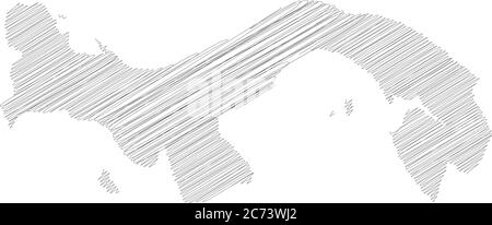 Panama - matita scrimbolo schizzo silhouette mappa della zona di campagna con ombra. Semplice illustrazione vettoriale piatta. Illustrazione Vettoriale