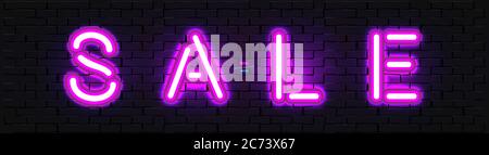 Vendita banner al neon Illustrazione Vettoriale