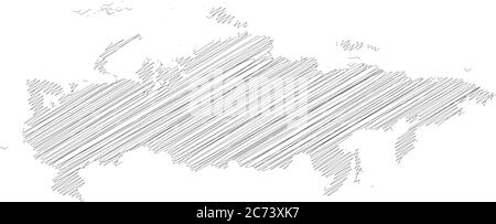 Russia - mappa della zona di campagna con silhouette nera. Semplice illustrazione vettoriale piatta. Illustrazione Vettoriale