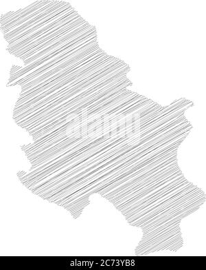 Serbia - mappa della zona di campagna con silhouette nera. Semplice illustrazione vettoriale piatta. Illustrazione Vettoriale