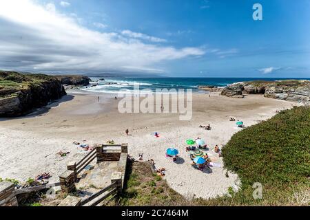 Costa e spiagge di Ribadeo. Turismo in Galizia. I luoghi più belli della Spagna.. Foto Stock