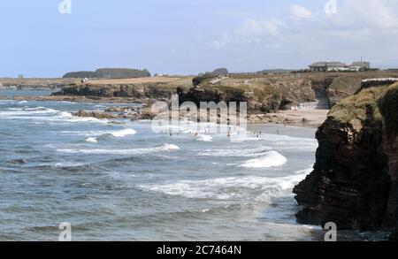 Costa e spiagge di Ribadeo. Turismo in Galizia. I luoghi più belli della Spagna.. Foto Stock