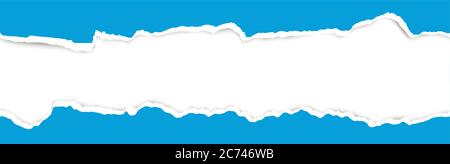 parte superiore e inferiore della carta strappata aperta di colore blu Illustrazione Vettoriale