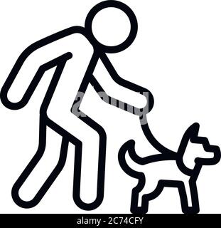 Senior man walking icona del cane. Delineare il senior man walking cane icona vettoriali per il web design isolato su sfondo bianco Illustrazione Vettoriale