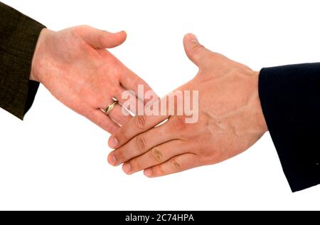 Handclap di uomo d'affari e donna d'affari, Bundesrepublik Deutschland Foto Stock