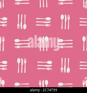 Motivo posate rosa e bianco silhouette motivo senza cuciture sfondo motivo Foto Stock