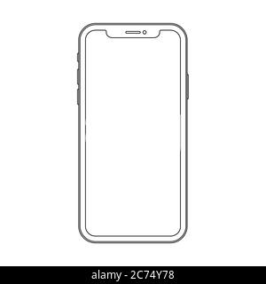 Linea di contorno che disegna lo smartphone moderno. Elegante design sottile con linea di corsa Illustrazione Vettoriale